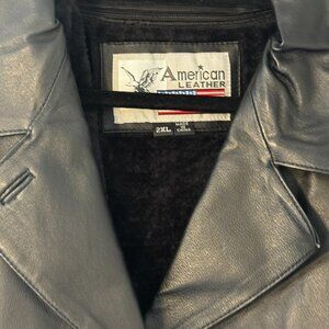 American Leather Full-Length Black Leather Coat – Size 2XL